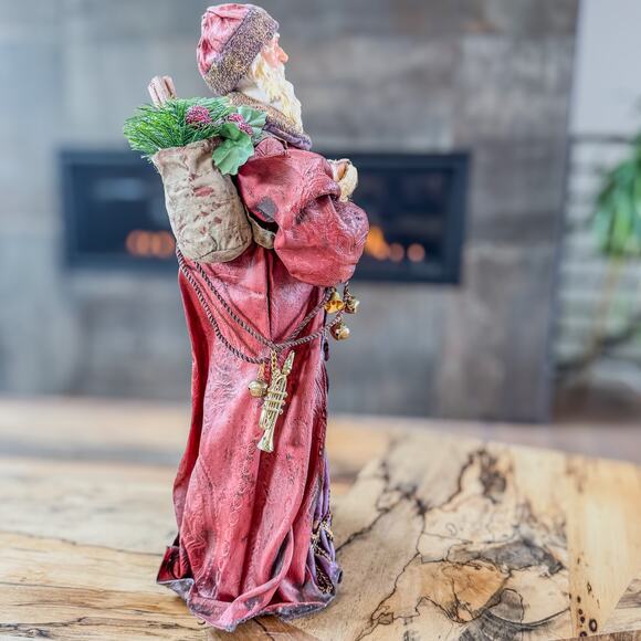 Old World Clothtique Woodland Santa Claus w Nest, TreeTop/Tabletop Holiday-18”H - Picture 6 of 10